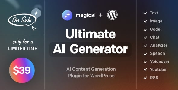 MagicAI for WordPress - AI Text, Image, Chat, Code, and Voice Generator