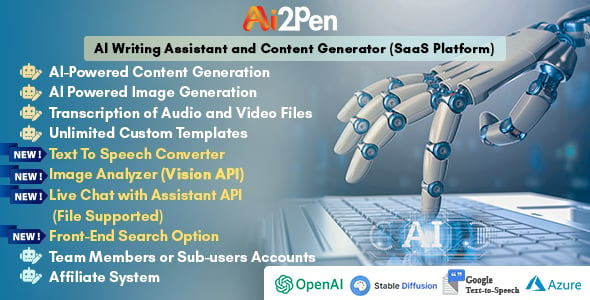 Ai2Pen – AI Writing Assistant and Content Generator (SaaS Platform)