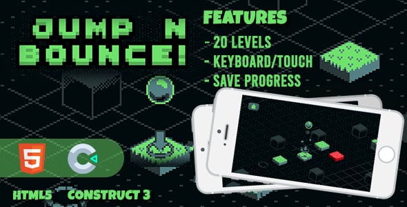 Jump and Bounce Platformer Construct 3 HTML5 Game