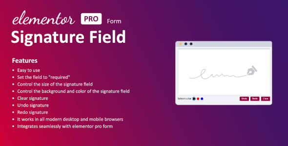 Signature Field for Elementor form